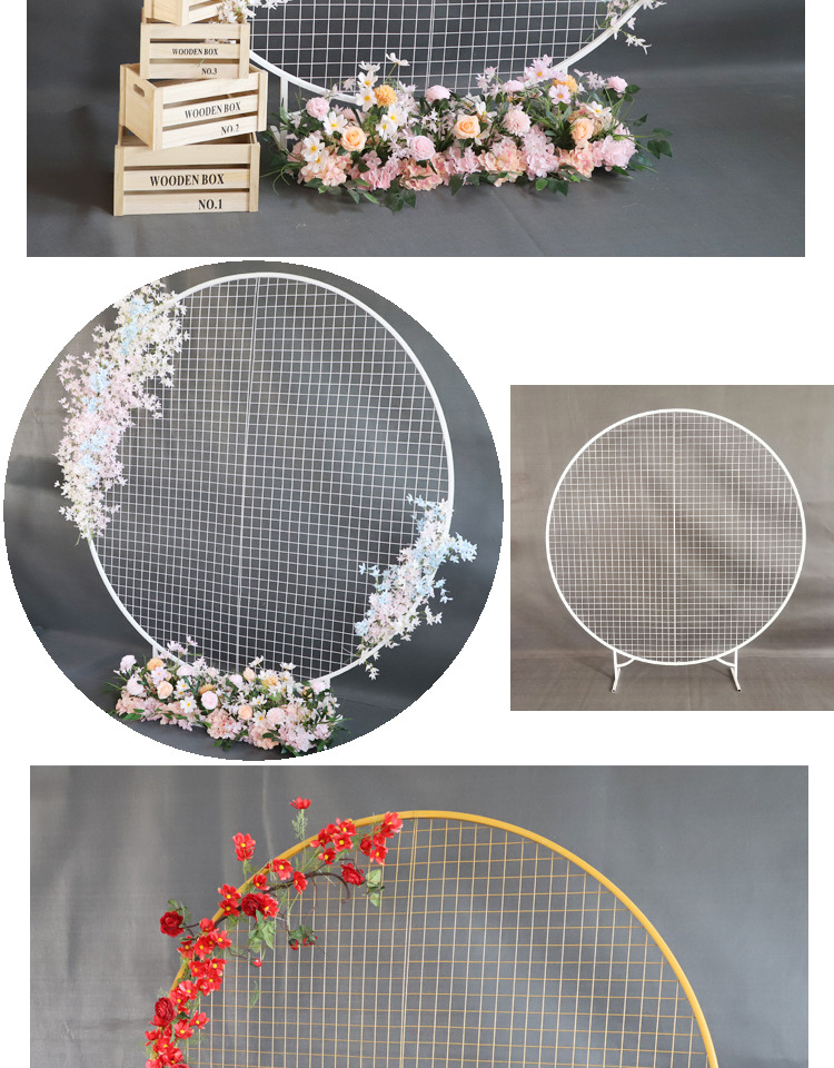 Wedding New Iron round Grid Ring Wedding Stage Background Screen Layout Birthday Party Balloon Arch