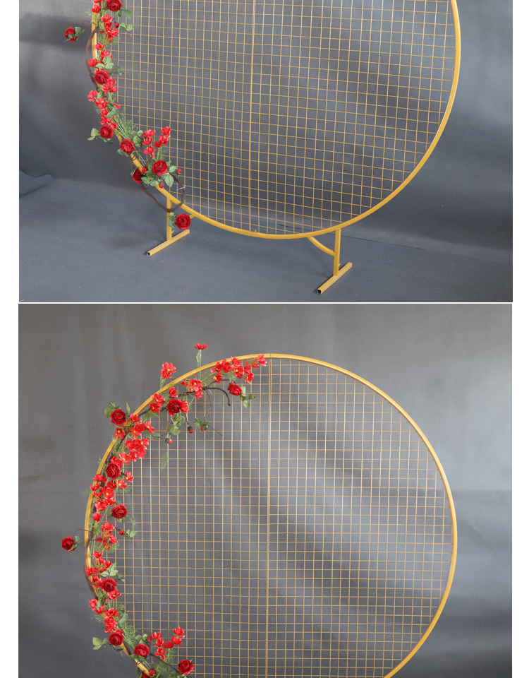 Wedding New Iron round Grid Ring Wedding Stage Background Screen Layout Birthday Party Balloon Arch