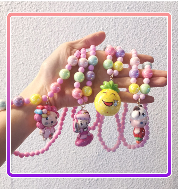 Korean Style Little Girl Luminous Necklace, Bracelet Set Princess Girls Jewelry Children String Beads Cartoon Clothing Accessories Korean Style Little Girl Luminous Necklace, Bracelet Set Princess Girls Jewelry Children String Beads Cartoon Clothing Accessories