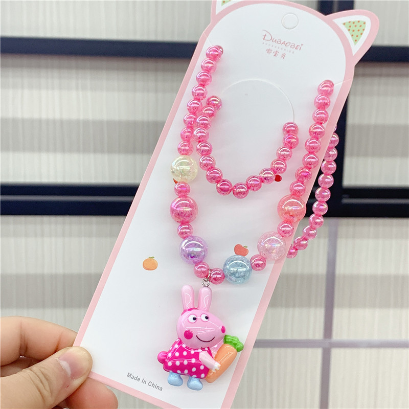 New Little Girl Sweet Transparent Beads Cartoon Acrylic Luminous Little Princess Necklace, Bracelet Set Children New Little Girl Sweet Transparent Beads Cartoon Acrylic Luminous Little Princess Necklace, Bracelet Set Children