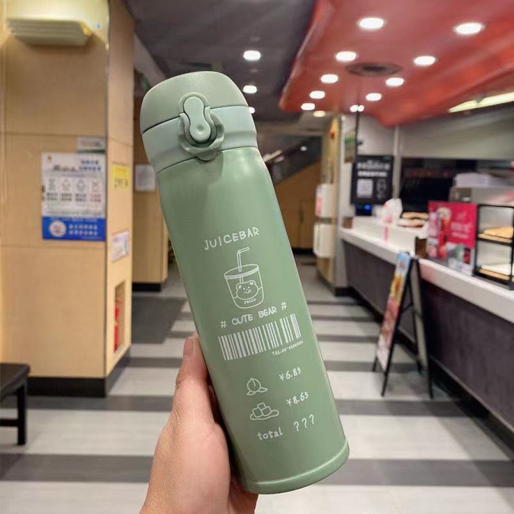 Girl Heart Simple Large Capacity Vacuum Cup Bounce Cover Male and Female Students Portable Sports Cup Fashion Trendy Portable Cup