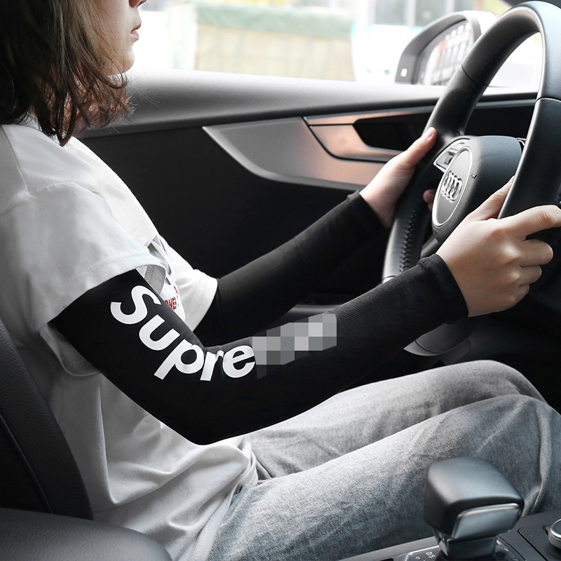 Fashion Brand Summer Ice Sleeve Sun Protection Female Driving Viscose Fiber Oversleeve Male Arm Riding Sleeves Basketball Arm Guard Car Interior Supplies