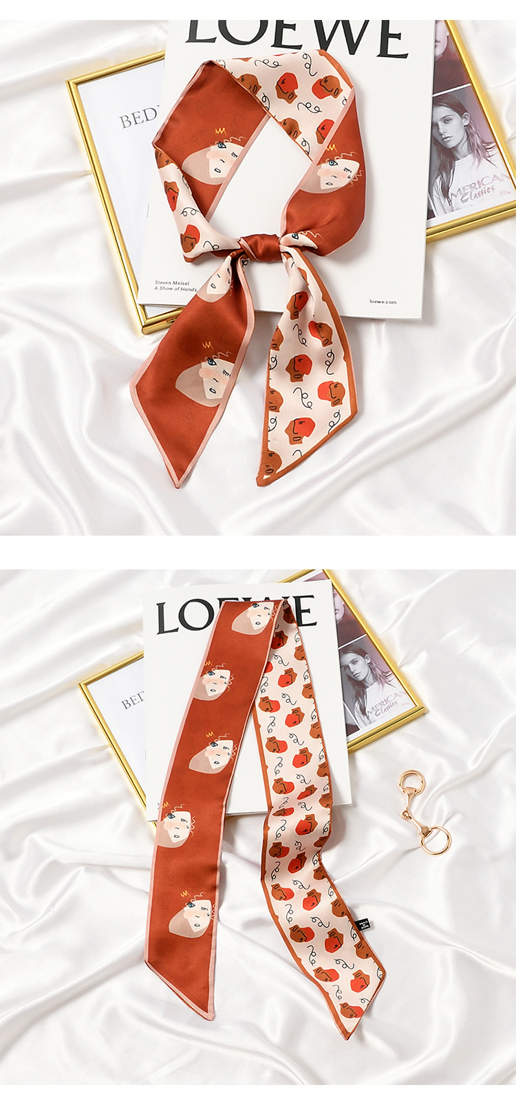 INS Ribbon Korean Small Silk Scarf Women's Spring and Autumn Thin Narrow Fashionable Stylish Long Versatile Decorative Arm Bag Ribbon Scarf INS Ribbon Korean Small Silk Scarf Women's Spring and Autumn Thin Narrow Fashionable Stylish Long Versatile Decorative Arm Bag Ribbon Scarf
