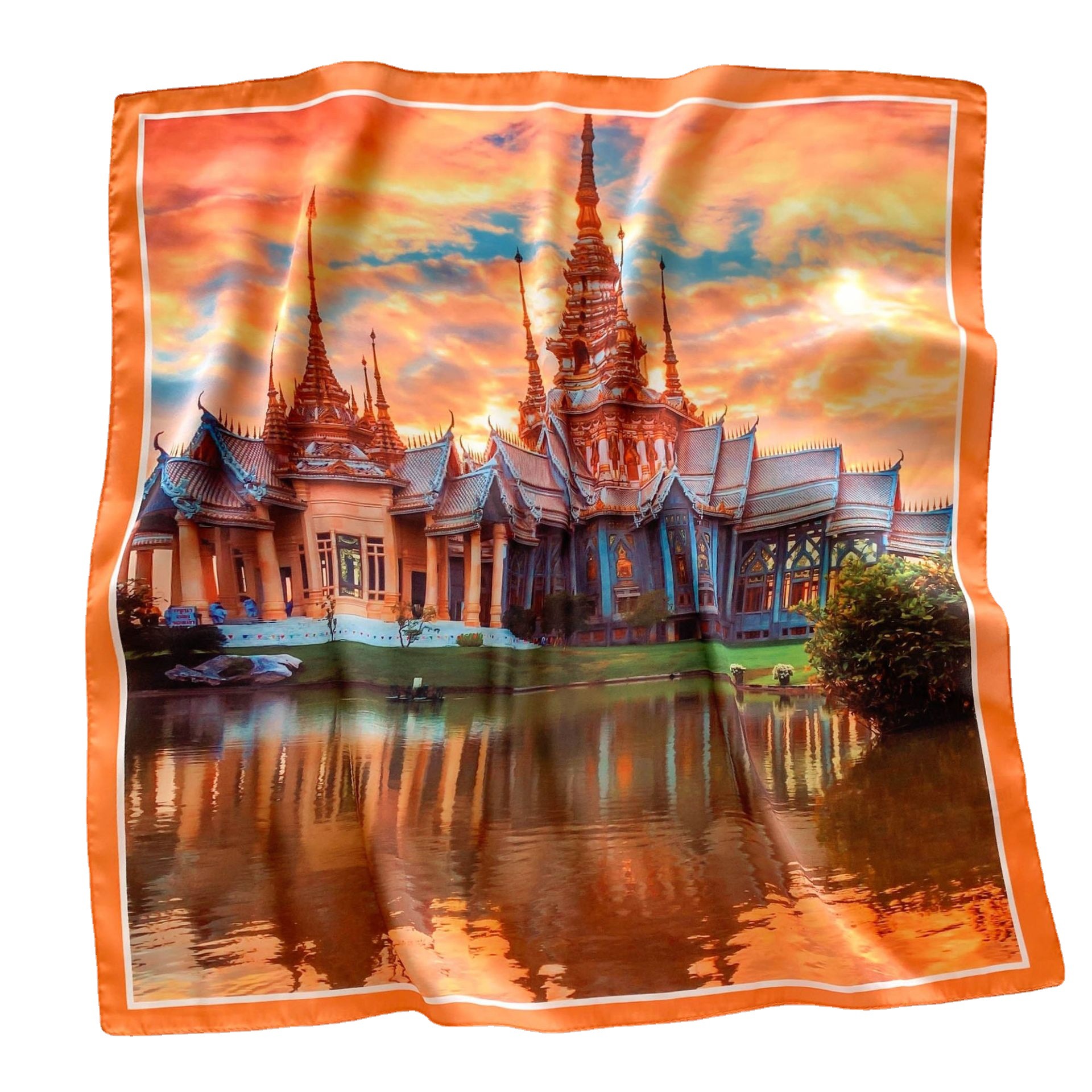 Korean Style Spring and Summer 55cm Emulation Silk Scarf Women&#039;s Printed All-Matching Decorative Scarf Small Square Towel Arm Bag Hair Band in Stock