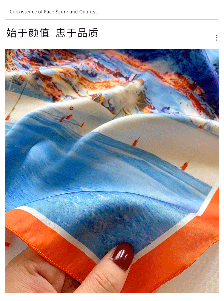Korean Style Spring and Summer 55cm Emulation Silk Scarf Women's Printed All-Matching Decorative Scarf Small Square Towel Arm Bag Hair Band in Stock