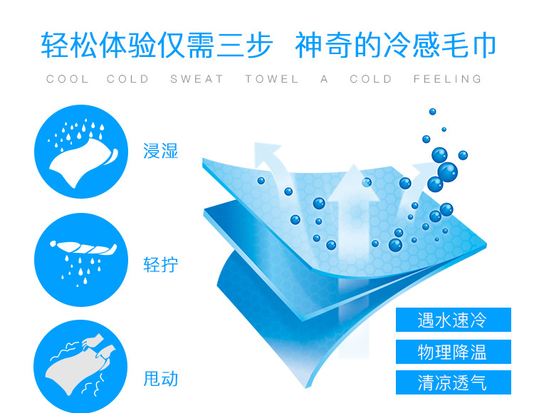 Cold Sense Sports Towel Cooling Artifact Ice-Cold Towel Cooling Custom Fabric Coolcore Sports Cooling Towel Cold Sense Sports Towel Cooling Artifact Ice-Cold Towel Cooling Custom Fabric Coolcore Sports Cooling Towel