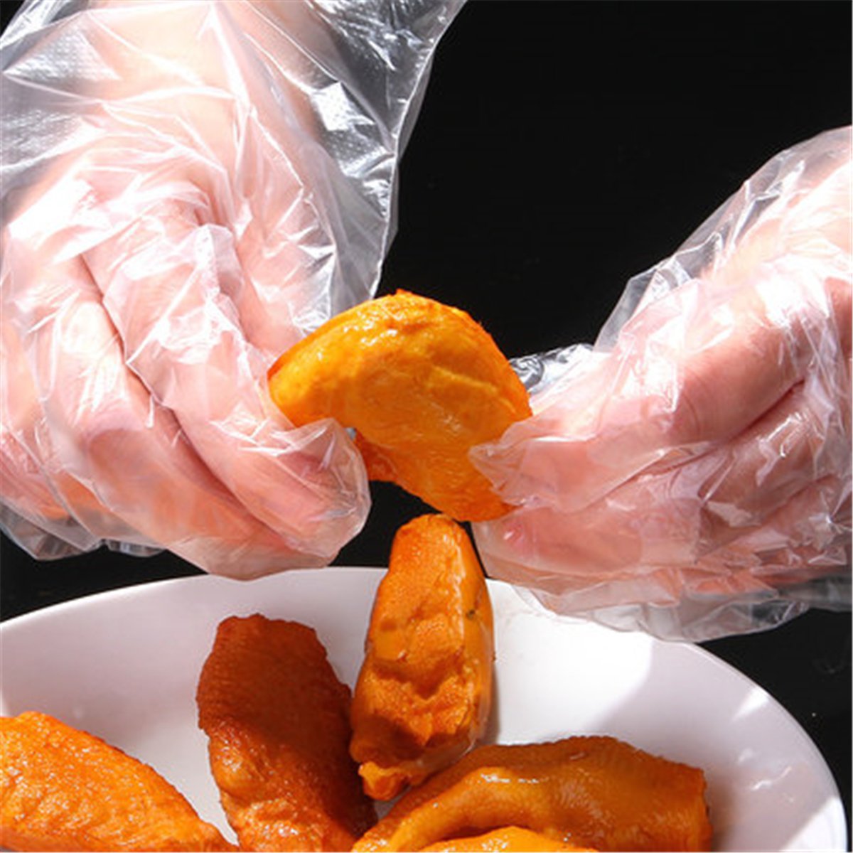 Camellia 3501 Disposable Gloves Thickened Transparent Clean Food Sanitary Transparent Removable Gloves 100 Pieces