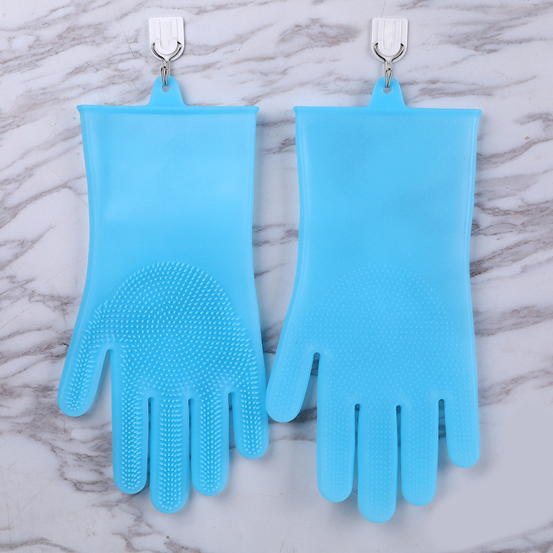 Whole Kitchen Dishwashing Gloves Silicone Household Cleaning Waterproof Heat Insulation Magic Gloves Dishwashing Brush