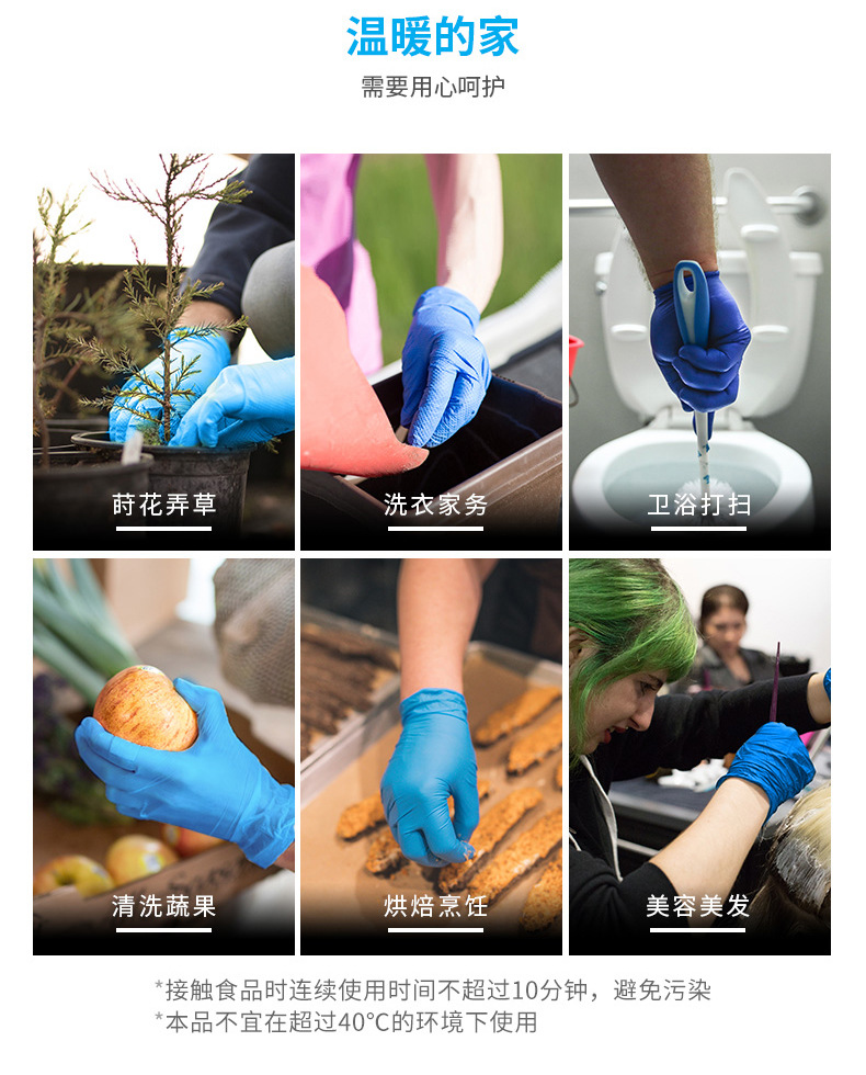 deduct powder free monash gloves in Bluewhite oil resistant and acid and alkali resistant household food grade gloves
