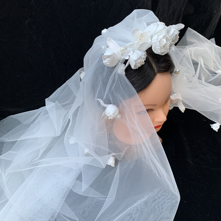 Super Fairy Mori Style Retro Hong Kong Style Flower Veil Bow Gloves Earrings Bridal Wedding Dress Accessories Super Fairy Mori Style Retro Hong Kong Style Flower Veil Bow Gloves Earrings Bridal Wedding Dress Accessories