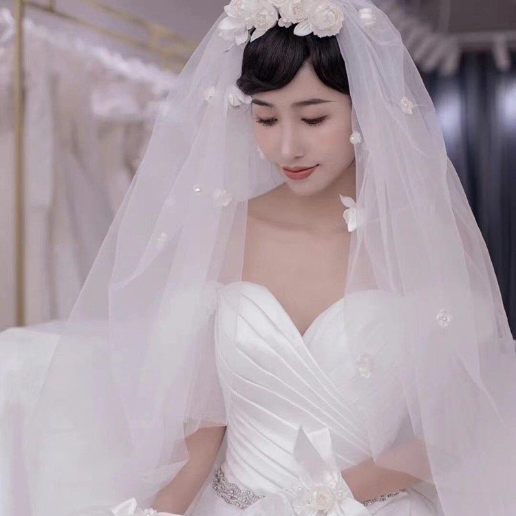 Super Fairy Mori Style Retro Hong Kong Style Flower Veil Bow Gloves Earrings Bridal Wedding Dress Accessories Super Fairy Mori Style Retro Hong Kong Style Flower Veil Bow Gloves Earrings Bridal Wedding Dress Accessories