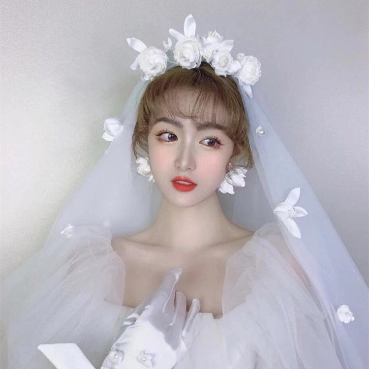 Super Fairy Mori Style Retro Hong Kong Style Flower Veil Bow Gloves Earrings Bridal Wedding Dress Accessories Super Fairy Mori Style Retro Hong Kong Style Flower Veil Bow Gloves Earrings Bridal Wedding Dress Accessories