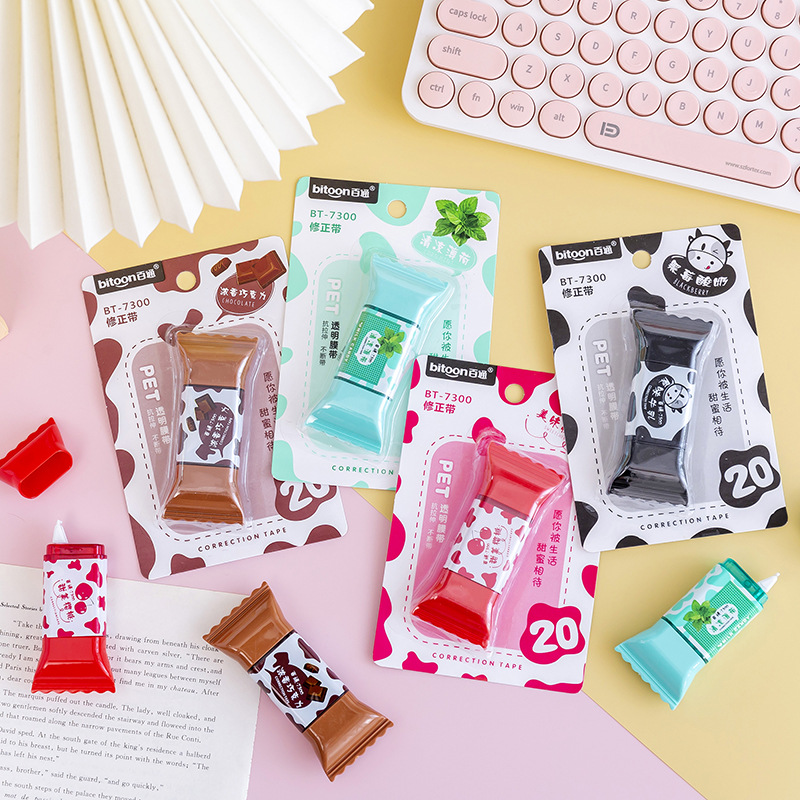 Cartoon Creative Cute Candy Correction Tape 3.5 M Korean Creative Student Stationery Correction Tape Correction Tape