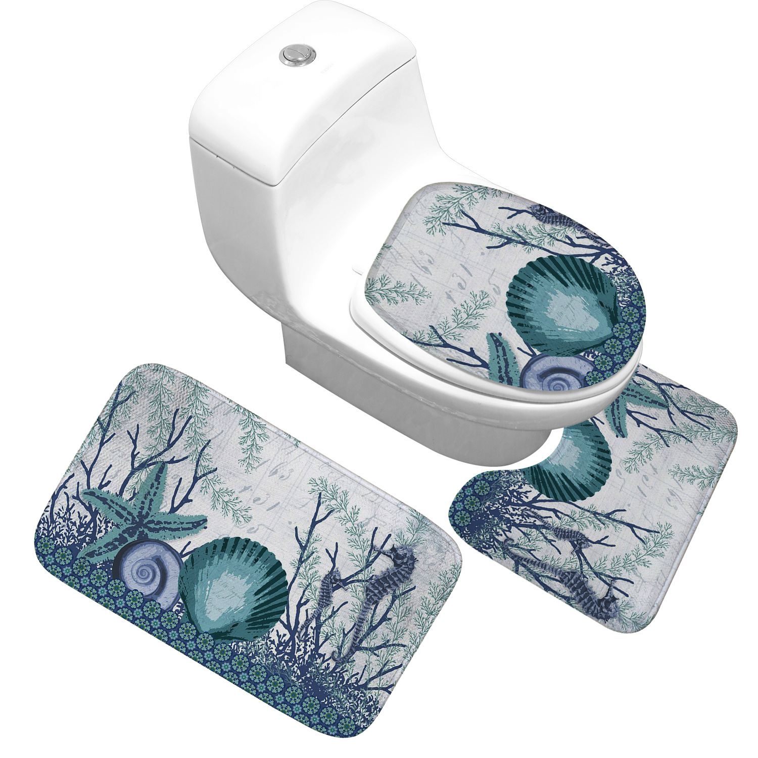 Bathroom Three-Piece Toilet Mat Flannel Environmental Protection Bathroom Carpet Floor Mat Absorbent Non-Slip Beach Bathroom Three-Piece Toilet Mat Flannel Environmental Protection Bathroom Carpet Floor Mat Absorbent Non-Slip Beach