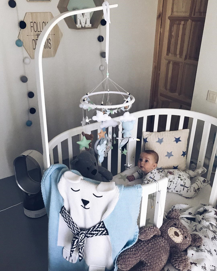 INS White Bear Blanket Three-Dimensional Ear Blanket Children Knitted Blanket Beach Mat Baby Baby Blanket