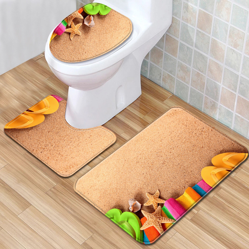 Beach Landscape Bathroom Mats Three-Piece Bathroom Carpet Toilet Mat Set Door Mat Bathroom Non-Slip Mat in Stock Beach Landscape Bathroom Mats Three-Piece Bathroom Carpet Toilet Mat Set Door Mat Bathroom Non-Slip Mat in Stock