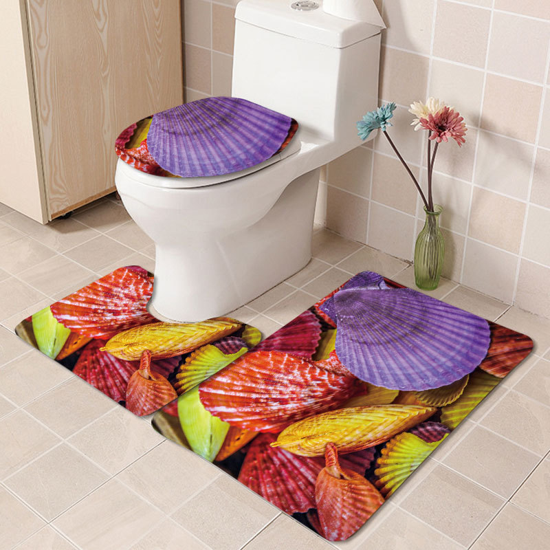 Cross-Border Potential Beach Toilet Mat Three-Piece Household Door Mat Bathroom Entrance Non-Slip Mat Factory Current Supply