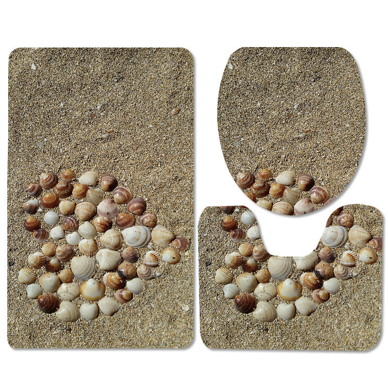 Cross-Border Potential Beach Toilet Mat Three-Piece Household Door Mat Bathroom Entrance Non-Slip Mat Factory Current Supply