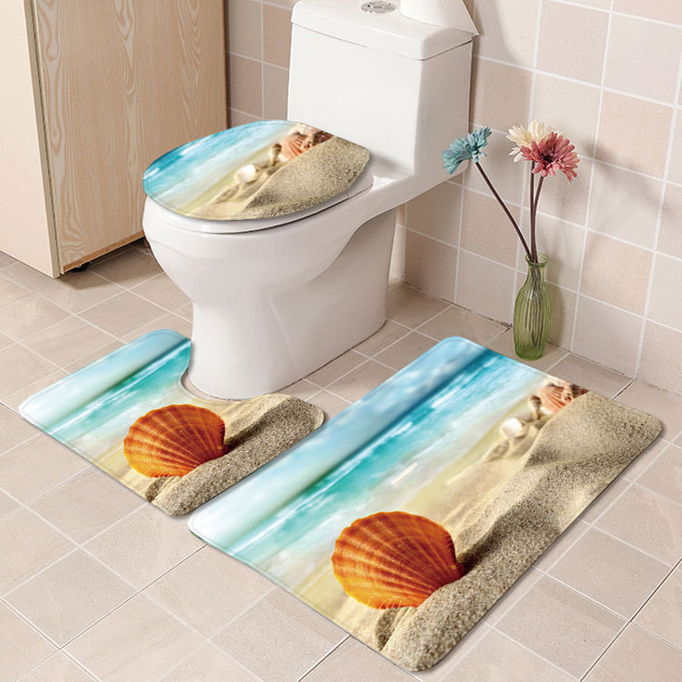 Cross-Border Potential Beach Toilet Mat Three-Piece Household Door Mat Bathroom Entrance Non-Slip Mat Factory Current Supply Cross-Border Potential Beach Toilet Mat Three-Piece Household Door Mat Bathroom Entrance Non-Slip Mat Factory Current Supply