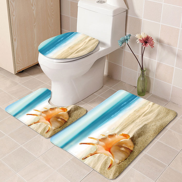 Cross-Border Potential Beach Toilet Mat Three-Piece Household Door Mat Bathroom Entrance Non-Slip Mat Factory Current Supply Cross-Border Potential Beach Toilet Mat Three-Piece Household Door Mat Bathroom Entrance Non-Slip Mat Factory Current Supply