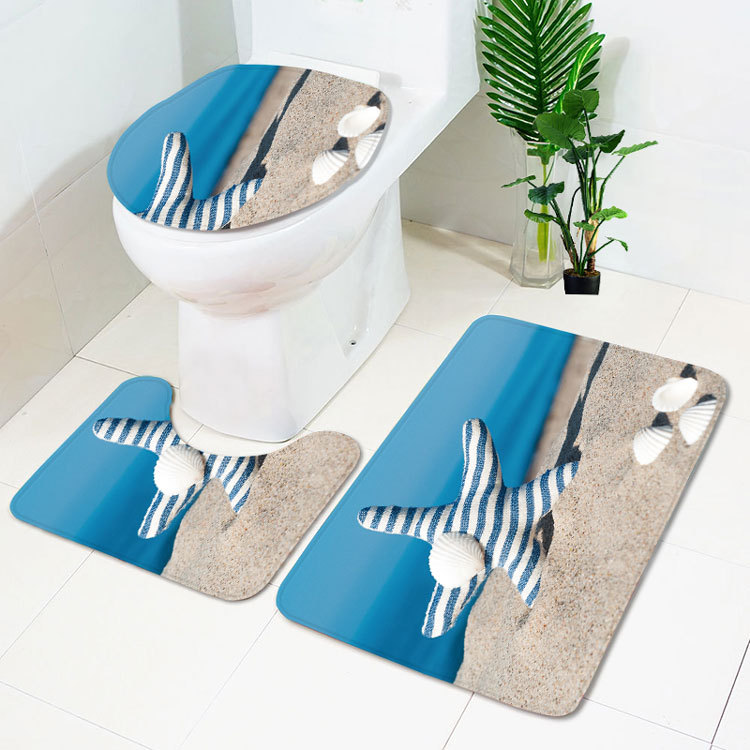 Cross-Border Potential Beach Toilet Mat Three-Piece Household Door Mat Bathroom Entrance Non-Slip Mat Factory Current Supply Cross-Border Potential Beach Toilet Mat Three-Piece Household Door Mat Bathroom Entrance Non-Slip Mat Factory Current Supply