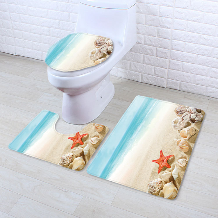 Cross-Border Potential Beach Toilet Mat Three-Piece Household Door Mat Bathroom Entrance Non-Slip Mat Factory Current Supply Cross-Border Potential Beach Toilet Mat Three-Piece Household Door Mat Bathroom Entrance Non-Slip Mat Factory Current Supply