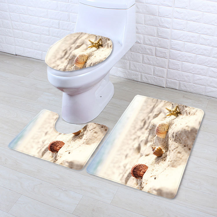 Cross-Border Potential Beach Toilet Mat Three-Piece Household Door Mat Bathroom Entrance Non-Slip Mat Factory Current Supply Cross-Border Potential Beach Toilet Mat Three-Piece Household Door Mat Bathroom Entrance Non-Slip Mat Factory Current Supply