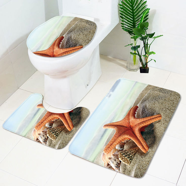 Cross-Border Potential Beach Toilet Mat Three-Piece Household Door Mat Bathroom Entrance Non-Slip Mat Factory Current Supply Cross-Border Potential Beach Toilet Mat Three-Piece Household Door Mat Bathroom Entrance Non-Slip Mat Factory Current Supply