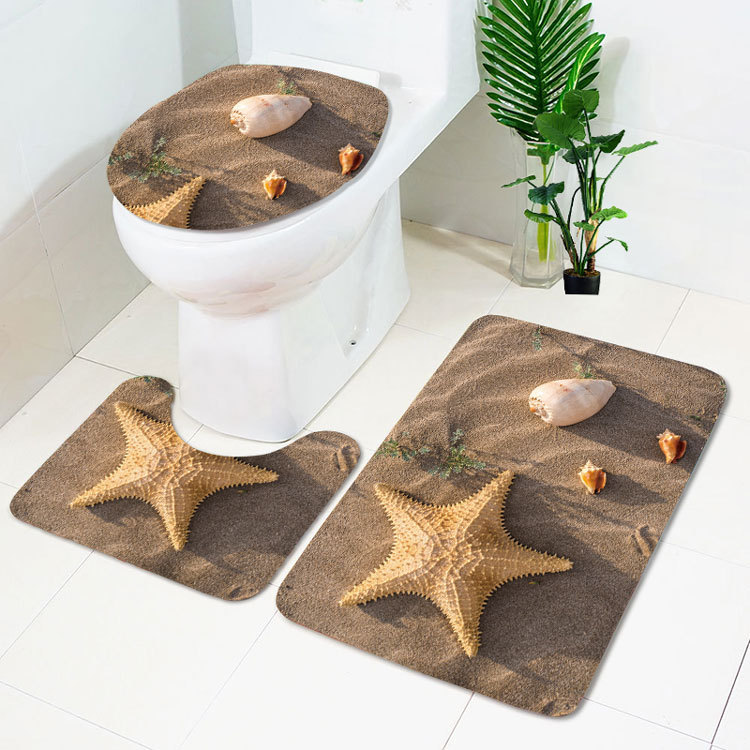 Cross-Border Potential Beach Toilet Mat Three-Piece Household Door Mat Bathroom Entrance Non-Slip Mat Factory Current Supply Cross-Border Potential Beach Toilet Mat Three-Piece Household Door Mat Bathroom Entrance Non-Slip Mat Factory Current Supply