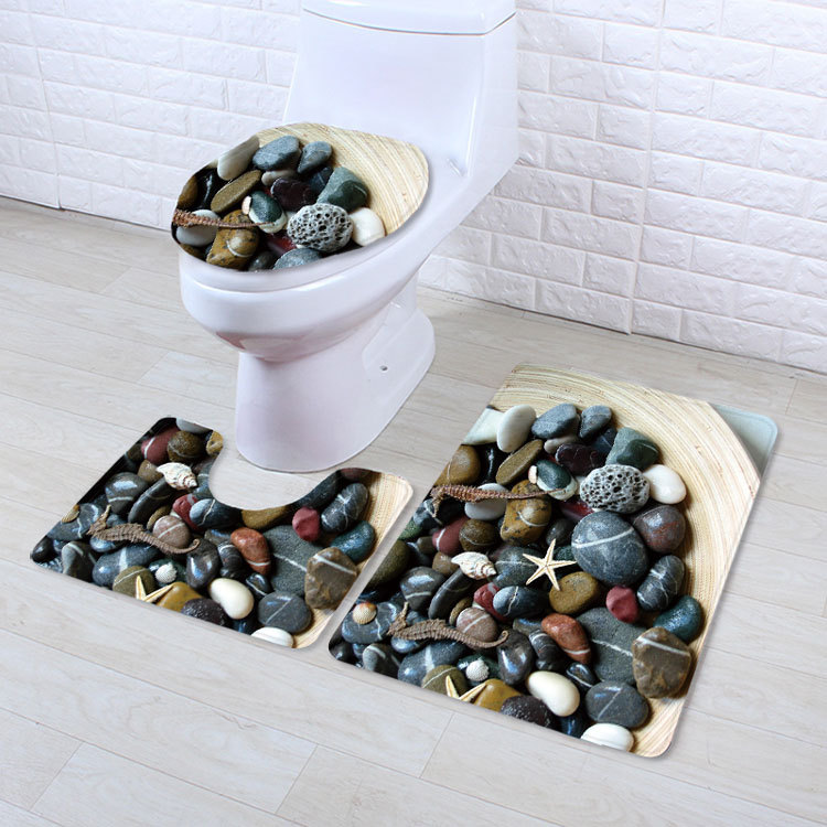 Cross-Border Potential Beach Toilet Mat Three-Piece Household Door Mat Bathroom Entrance Non-Slip Mat Factory Current Supply Cross-Border Potential Beach Toilet Mat Three-Piece Household Door Mat Bathroom Entrance Non-Slip Mat Factory Current Supply