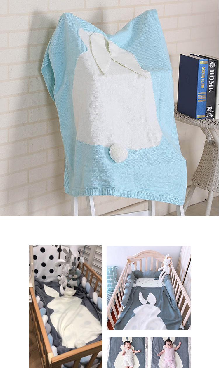 INS Rabbit Ears Blanket 3D 3D Knitting Cover Blanket Baby Beach Mat Cloak Hug Blanket in Stock Wholesale