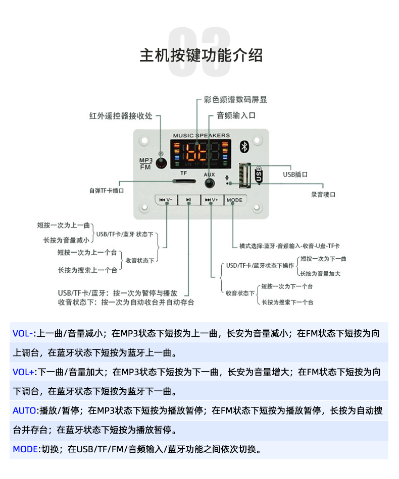 MP3 Bluetooth Decoder Board Color Screen Display Car Audio Accessory Strap Call Recording TF Card Lossless Manufacturer MP3 Bluetooth Decoder Board Color Screen Display Car Audio Accessory Strap Call Recording TF Card Lossless Manufacturer