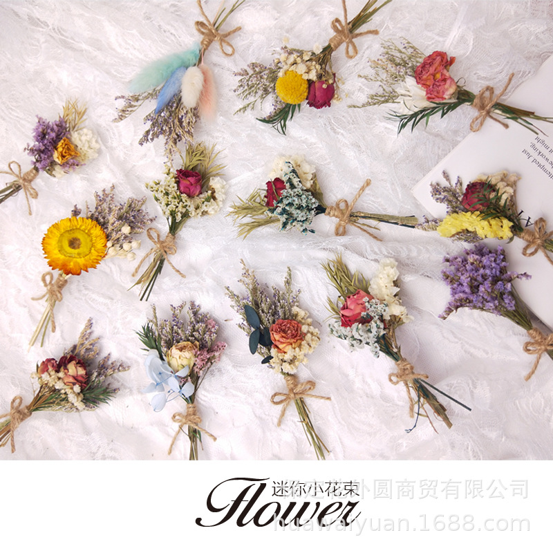 Mini Dried Flowers Bouquet Rose Decoration Gift Box Card Decoration DIY Material Shooting Props