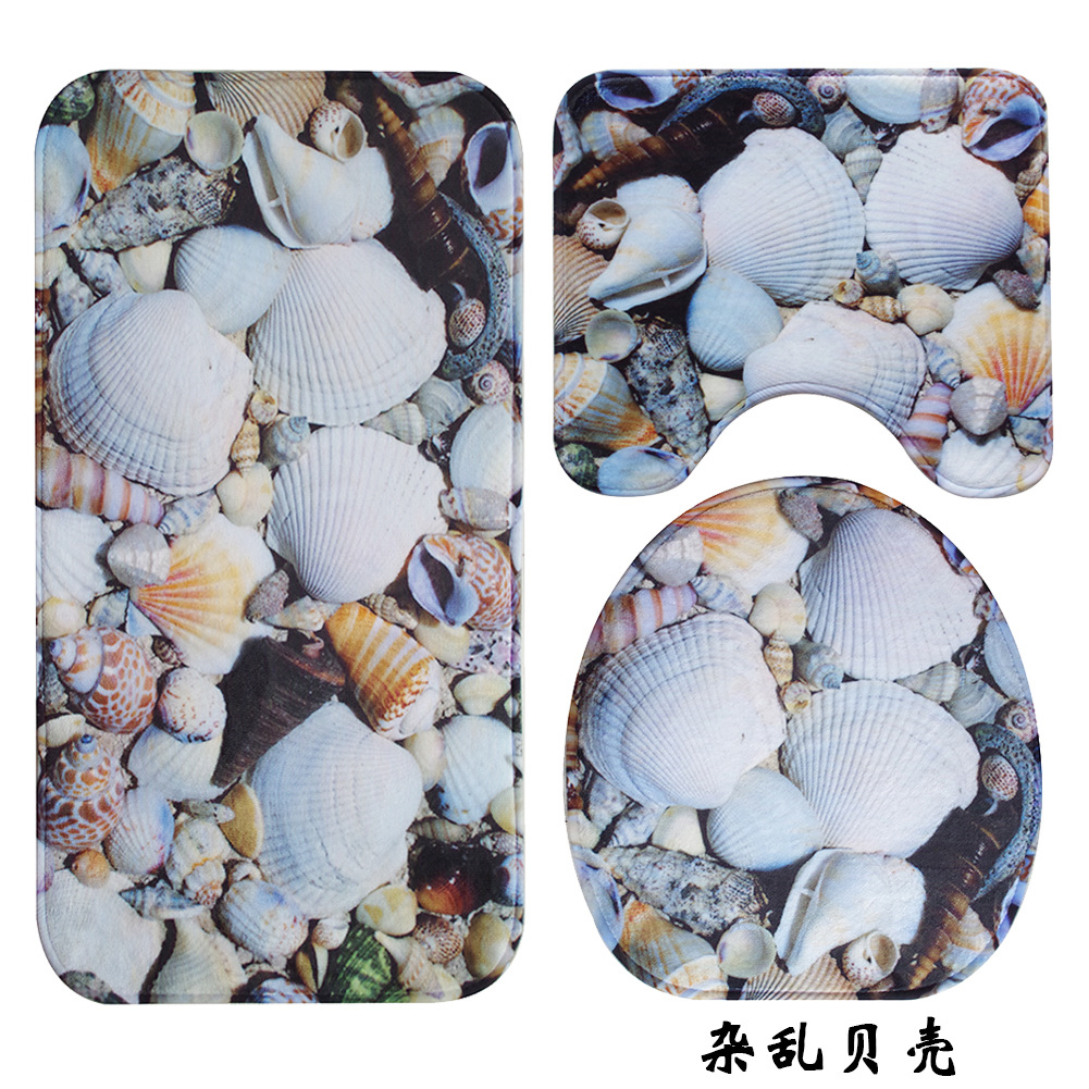 Air Bag Beach Landscape Bathroom Three-Piece Carpet Floor Mat Absorbent Non-Slip Toilet Seat Mat Air Bag Beach Landscape Bathroom Three-Piece Carpet Floor Mat Absorbent Non-Slip Toilet Seat Mat