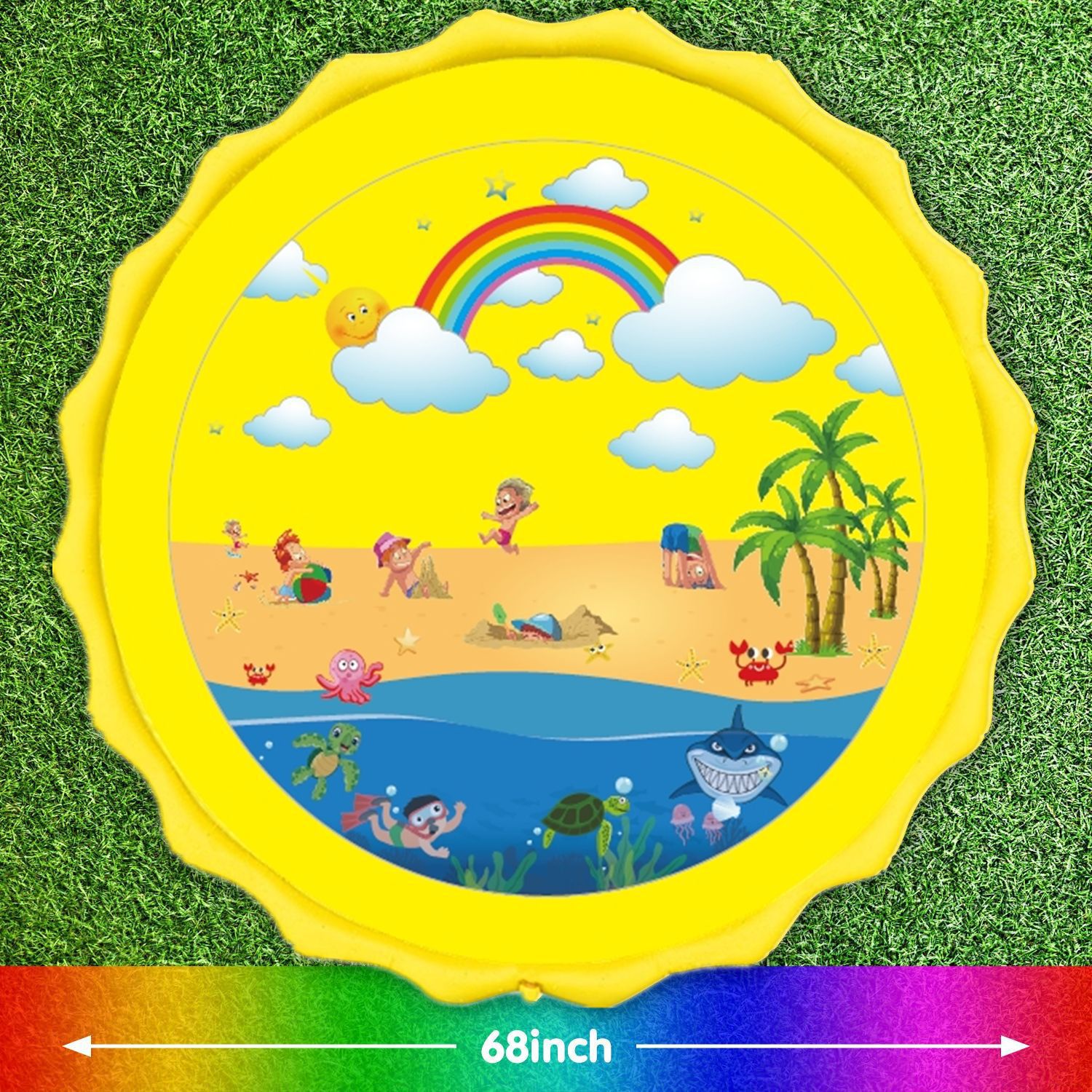 Water Spray Mat Amazon Hot Sale PVC Water Spray Toy Mat Summer Lawn Beach Water Playing Toy Factory Currently Available