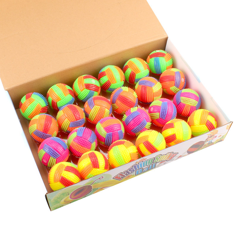 New Glowing Volleyball Elastic Ball Massage Ball Glowing Football with Whistle Acanthosphere Glowing Stall Supply Wholesale