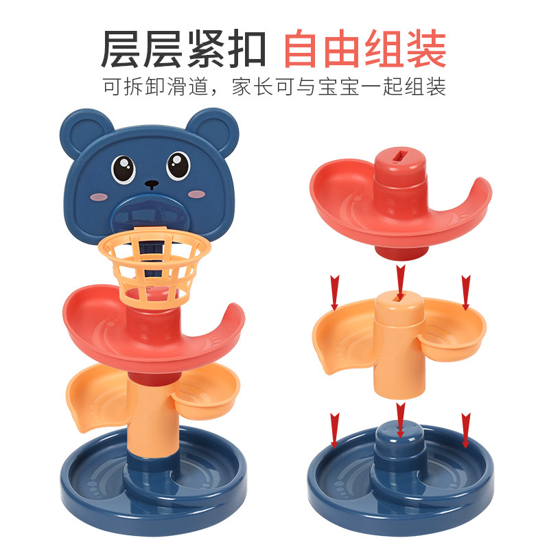 Children&#039;s Track Rotary Table Baby Jenga Slide Tower Rolling Ball Shooting Ball Ball Toy Stall Hot Sale