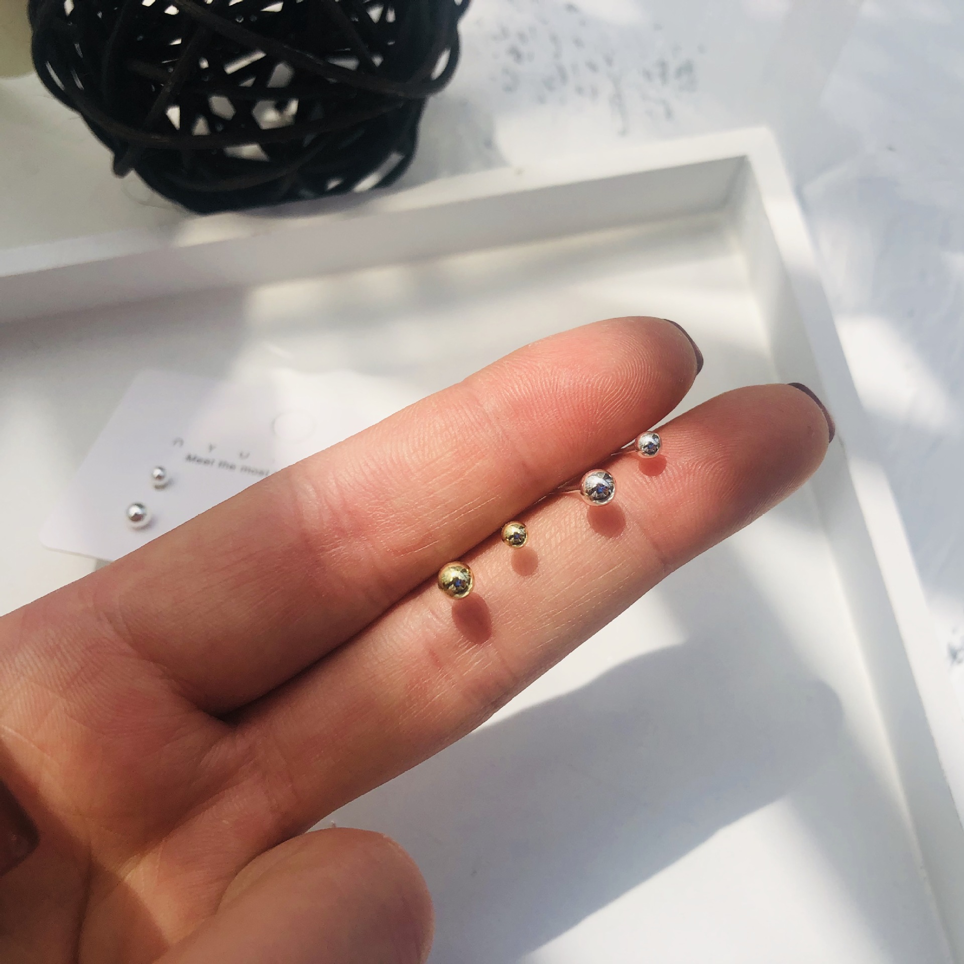 Sterling Silver Needle Mini 3-4mm Doudou Small Ear Studs Women's Japanese and Korean Exquisite and Versatile Ball Pin Earrings Ear Care Earrings Sterling Silver Needle Mini 3-4mm Doudou Small Ear Studs Women's Japanese and Korean Exquisite and Versatile Ball Pin Earrings Ear Care Earrings