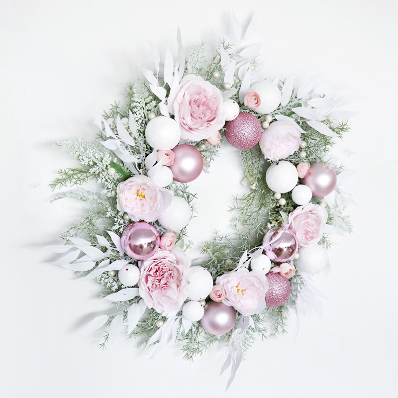 Amazon Christmas Garland Pink Christmas Ball Theme Wedding Decoration Home Door Decoration Hotel Showcase Wall Hangings