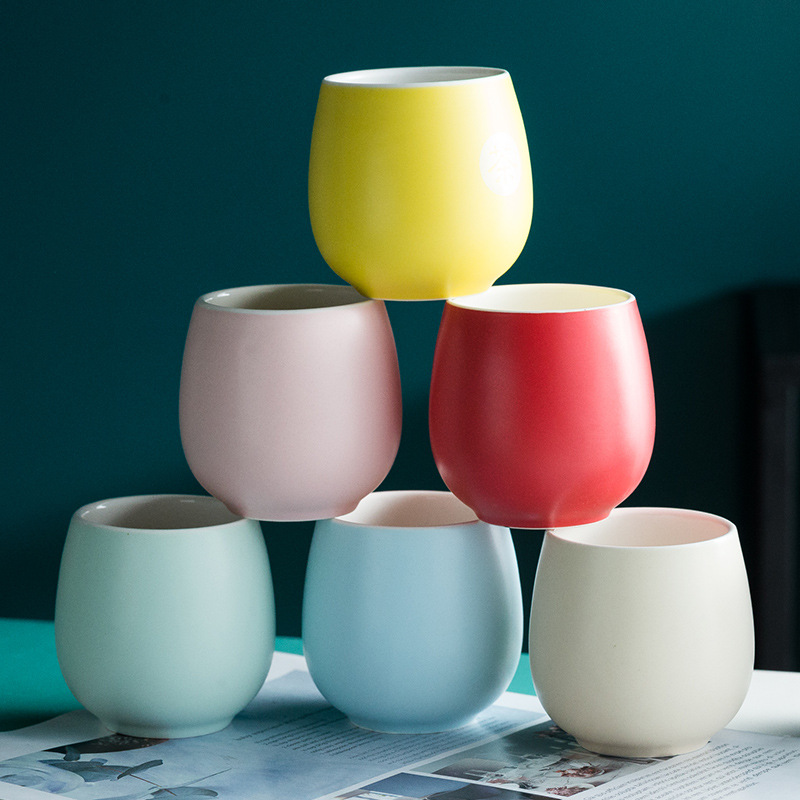 Ins Wind Coloured Glaze Ceramic Drum Cup Household Coffee Milk Cup Hotel Restaurant Small Cup One Product Dropshipping