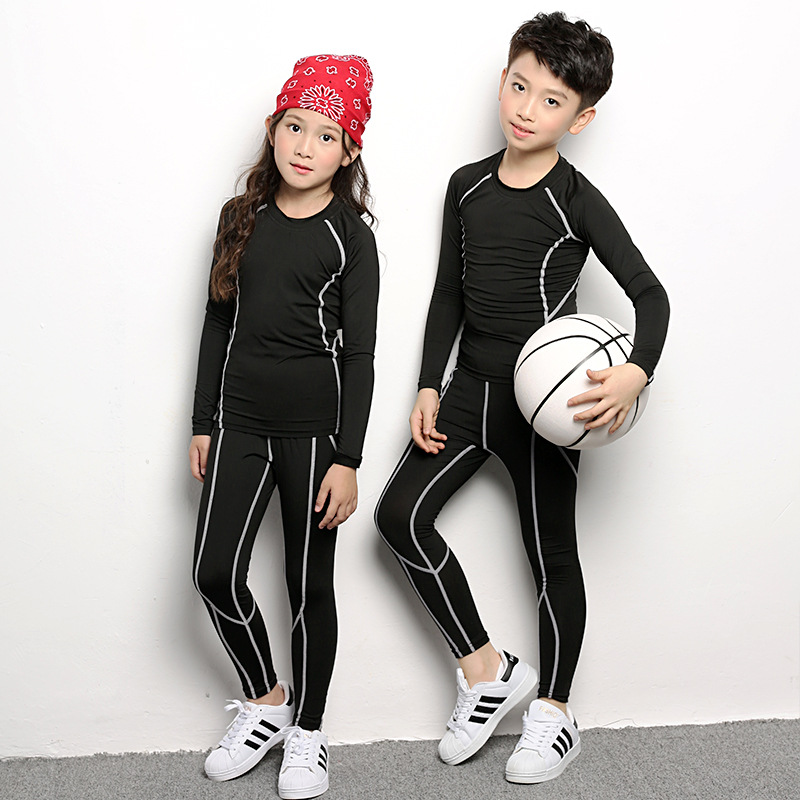 Children&#039;s Tights Suit Boys Primary School Girls Basketball Wear Base Clothing Training Running Tights Group Purchase Wholesale