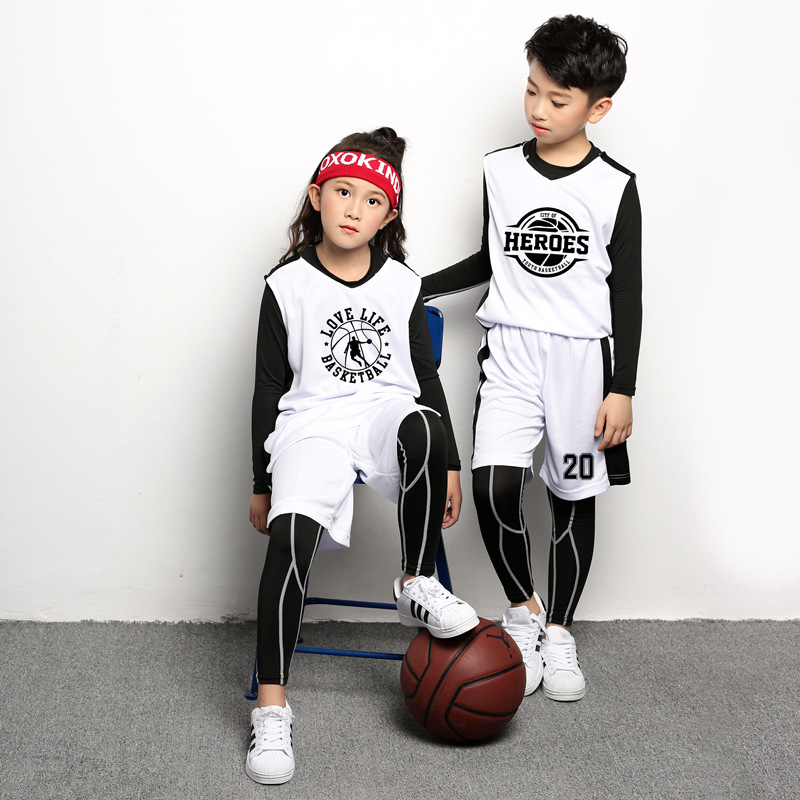 Children&#039;s Tights Suit Boys Primary School Girls Basketball Wear Base Clothing Training Running Tights Group Purchase Wholesale