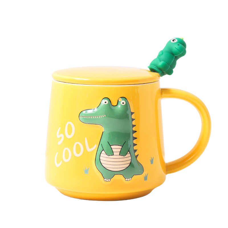 Three-dimensional Relief Dinosaur Monster Ceramic Cup Cute Cartoon Coloured Glaze Mug Office Tea Coffee Cup