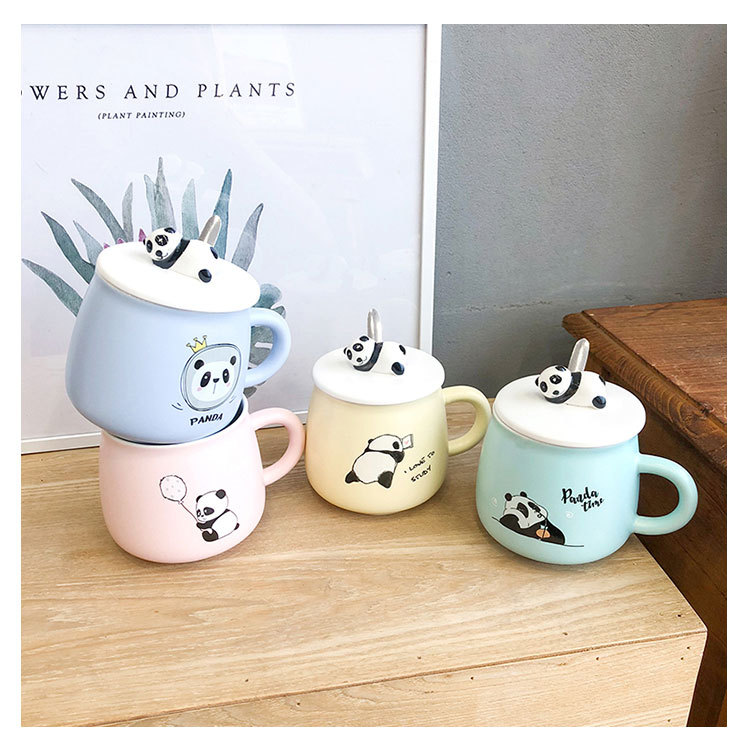 Three-dimensional Cartoon Panda Coloured Glaze Ceramic Cup Cute Cup Men and Women Students Ins Artistic Hipster Mug