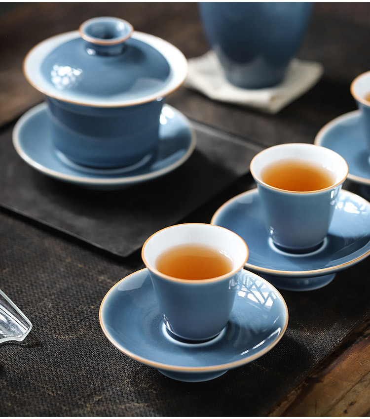 Afternoon Tea Set Gift Box Set High Quality Coloured Glaze Ceramic Tea Utensil Jingdezhen Handmade Cup Cover Bowl Set