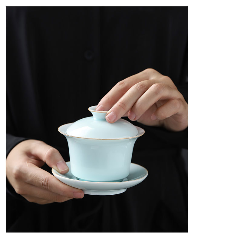 Afternoon Tea Set Gift Box Set High Quality Coloured Glaze Ceramic Tea Utensil Jingdezhen Handmade Cup Cover Bowl Set