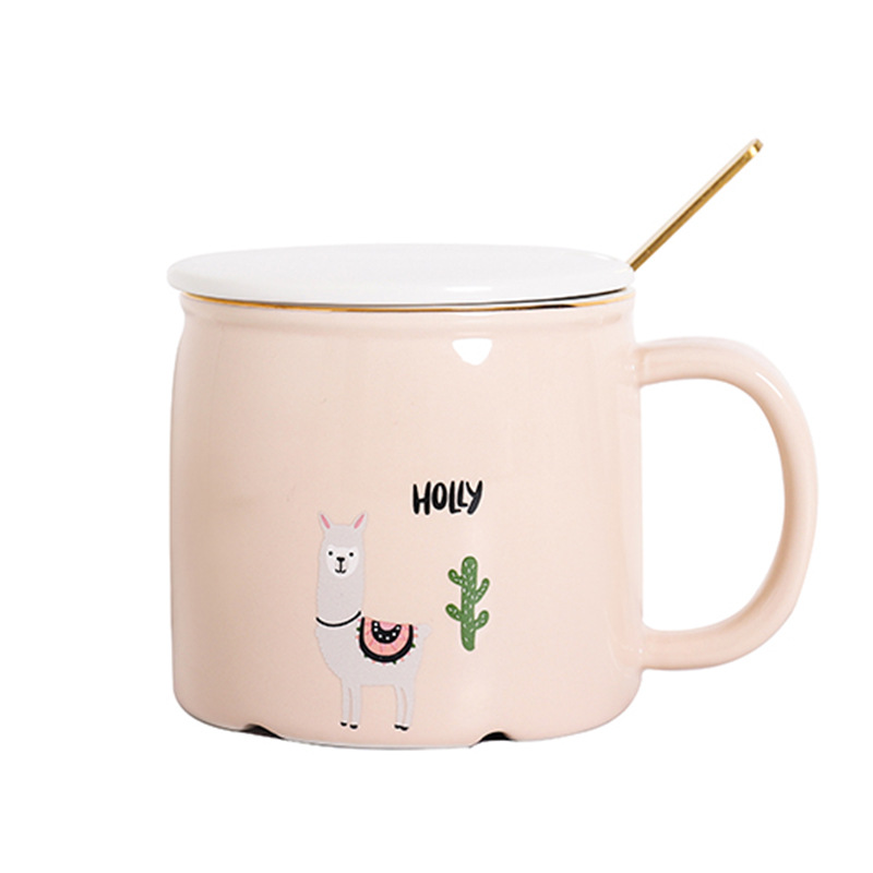 Korean-Style Cartoon Alpaca Coloured Glaze Ceramic Cup Cute Simple Net Red Student Cup Business Office Coffee Mug