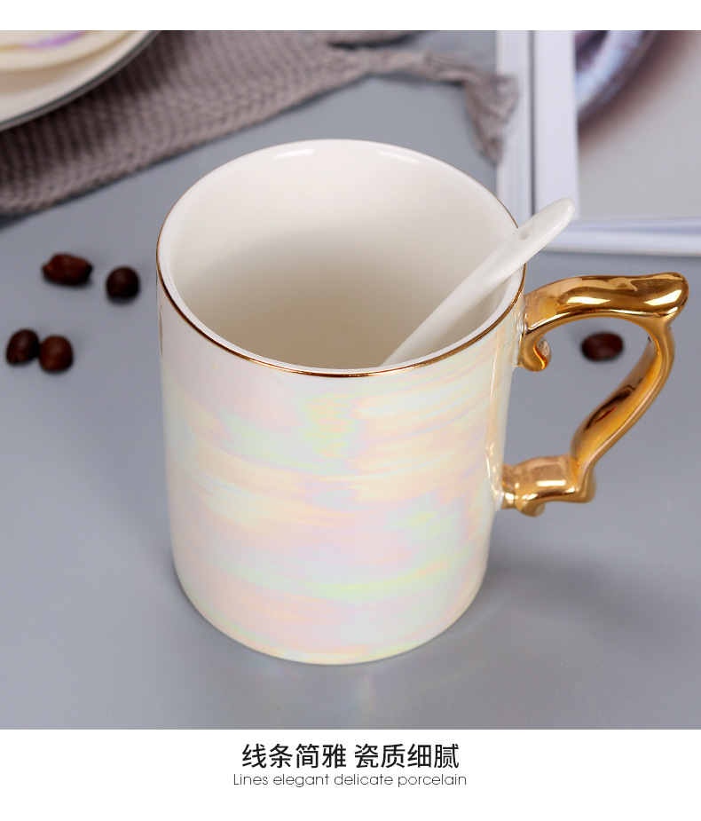 New Pearl Glaze Ceramic Mug Rainbow Coloured Glaze Gold Handle Nordic Style Ins Gift Ceramic Cup Hand Gift New Pearl Glaze Ceramic Mug Rainbow Coloured Glaze Gold Handle Nordic Style Ins Gift Ceramic Cup Hand Gift