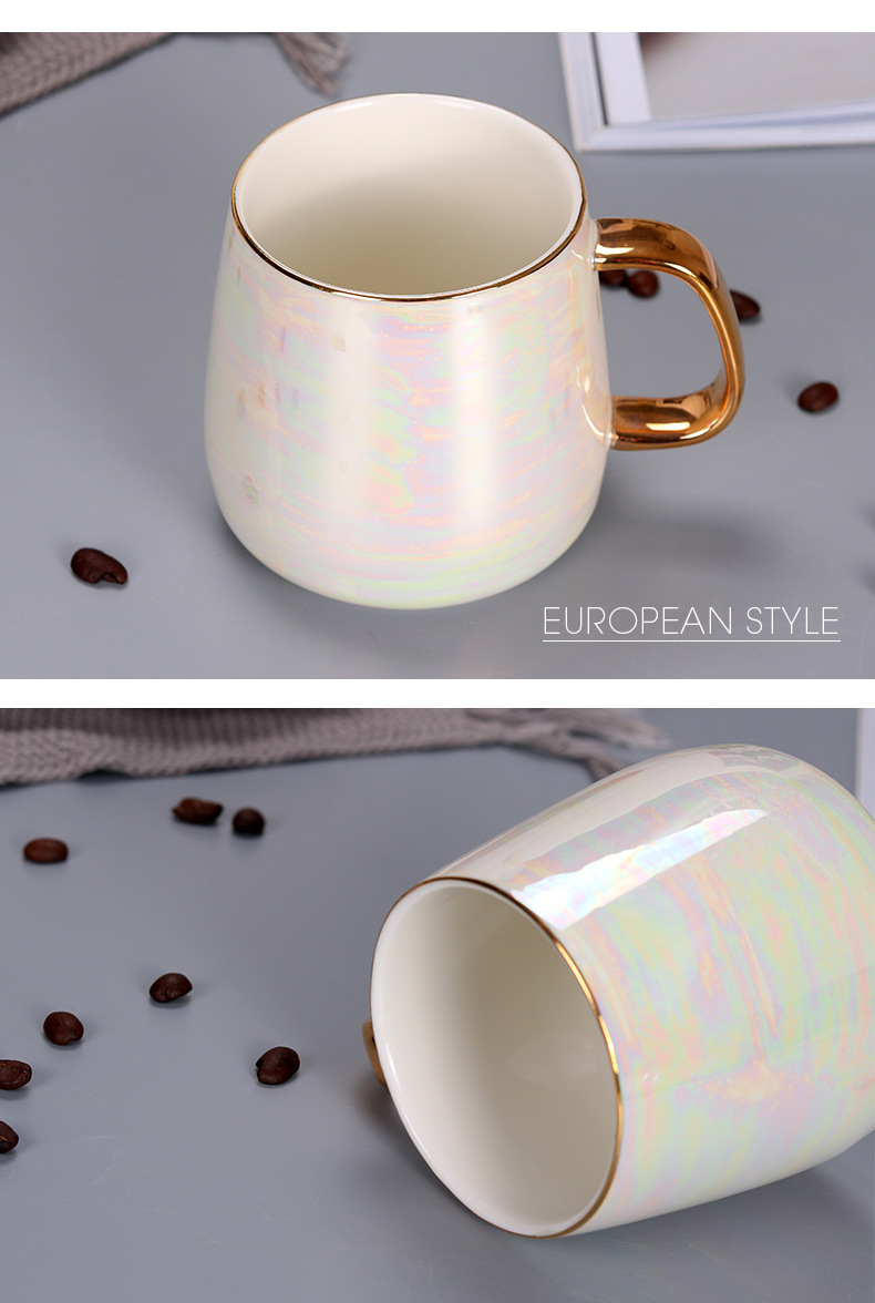 New Pearl Glaze Ceramic Mug Rainbow Coloured Glaze Gold Handle Nordic Style Ins Gift Ceramic Cup Hand Gift New Pearl Glaze Ceramic Mug Rainbow Coloured Glaze Gold Handle Nordic Style Ins Gift Ceramic Cup Hand Gift