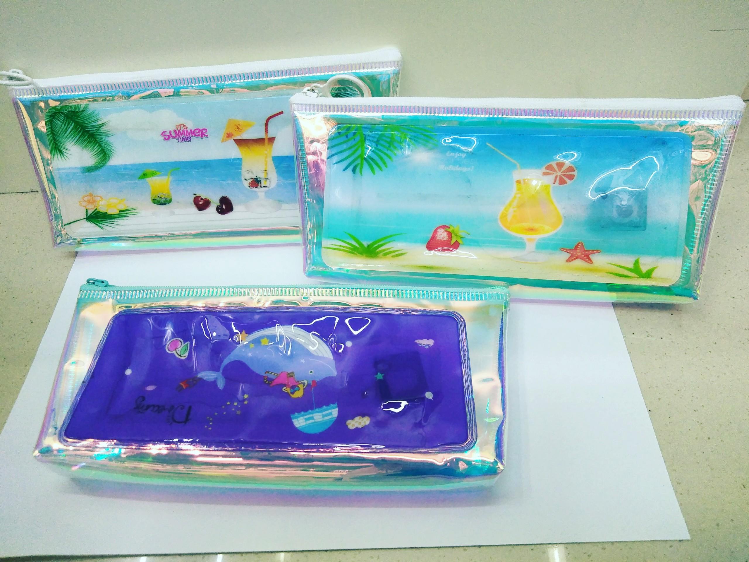 New Creative Laser with Light Pencil Case Cute Refreshing Luminous Flashing Light Pencil Box Primary School Stationery Box